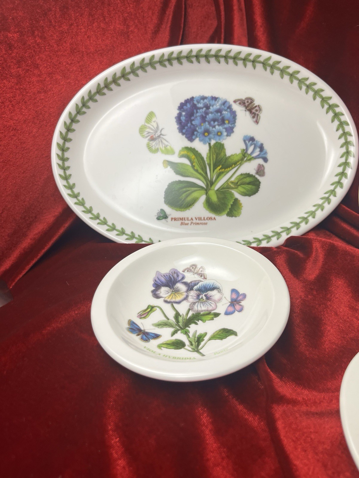Portmeirion Botanic Garden Lot (4) Pc Set 2 Oval Plates 2 Saucer Dip Plates