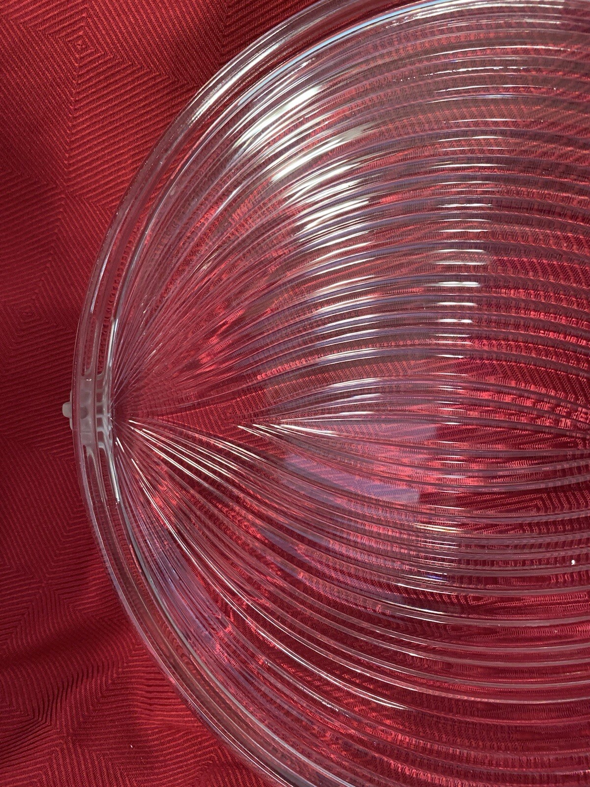 Mikasa Walther Neoclassical Crystal Ribbed Round Frosted Handles 13”Platter EUC