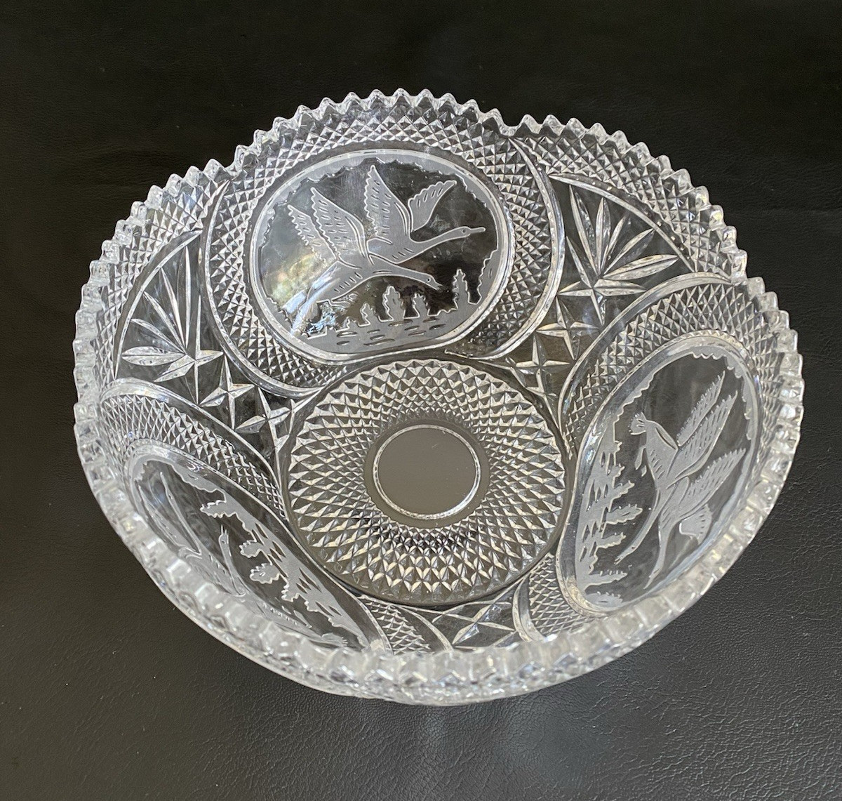 Antique ABP American Brilliant Period Cut Crystal 8.25″ Bowl Saw-Tooth Edge