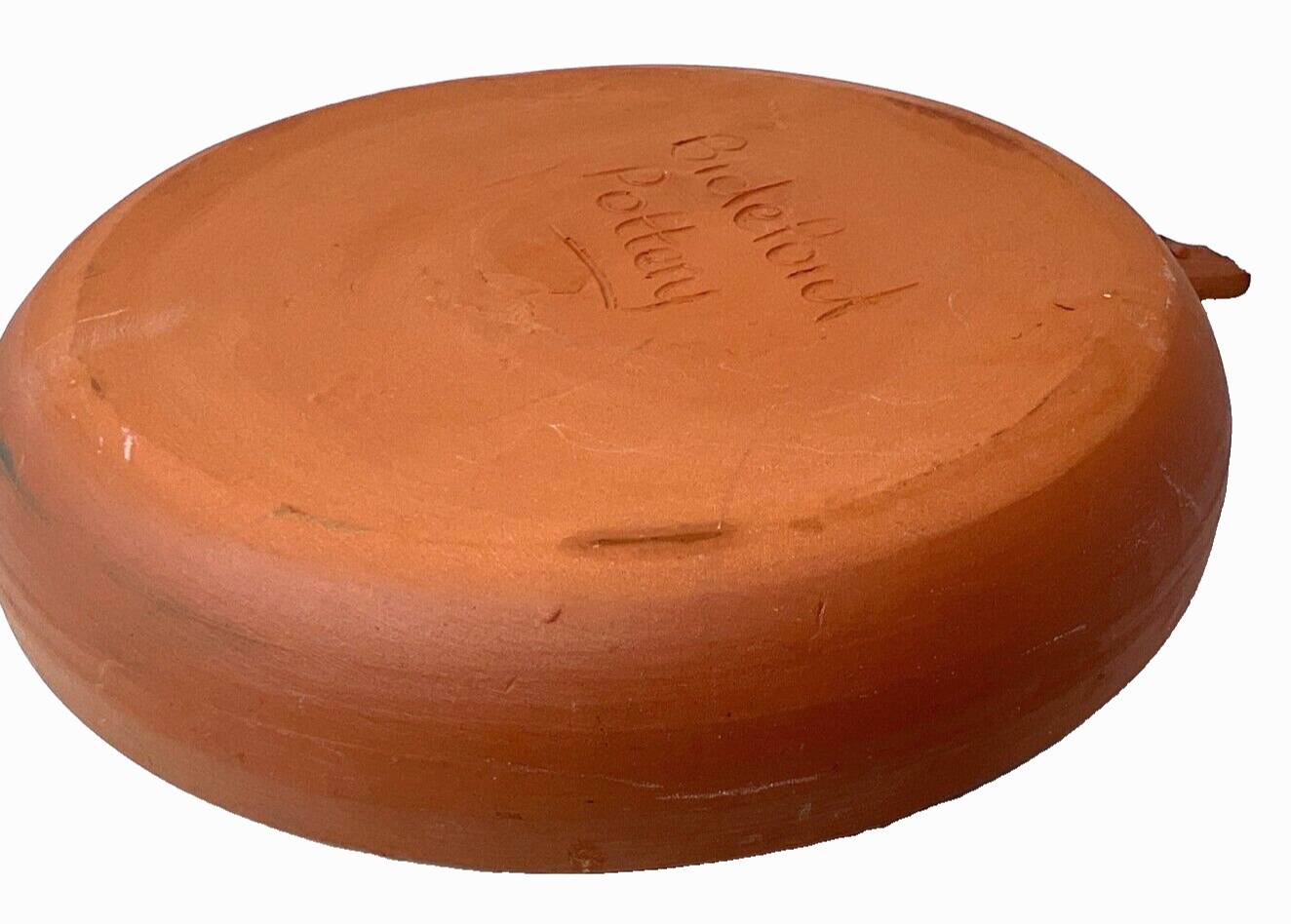 Bideford Studio Pottery Slip Glazed Earthenware Round Bowl Dish with Handle