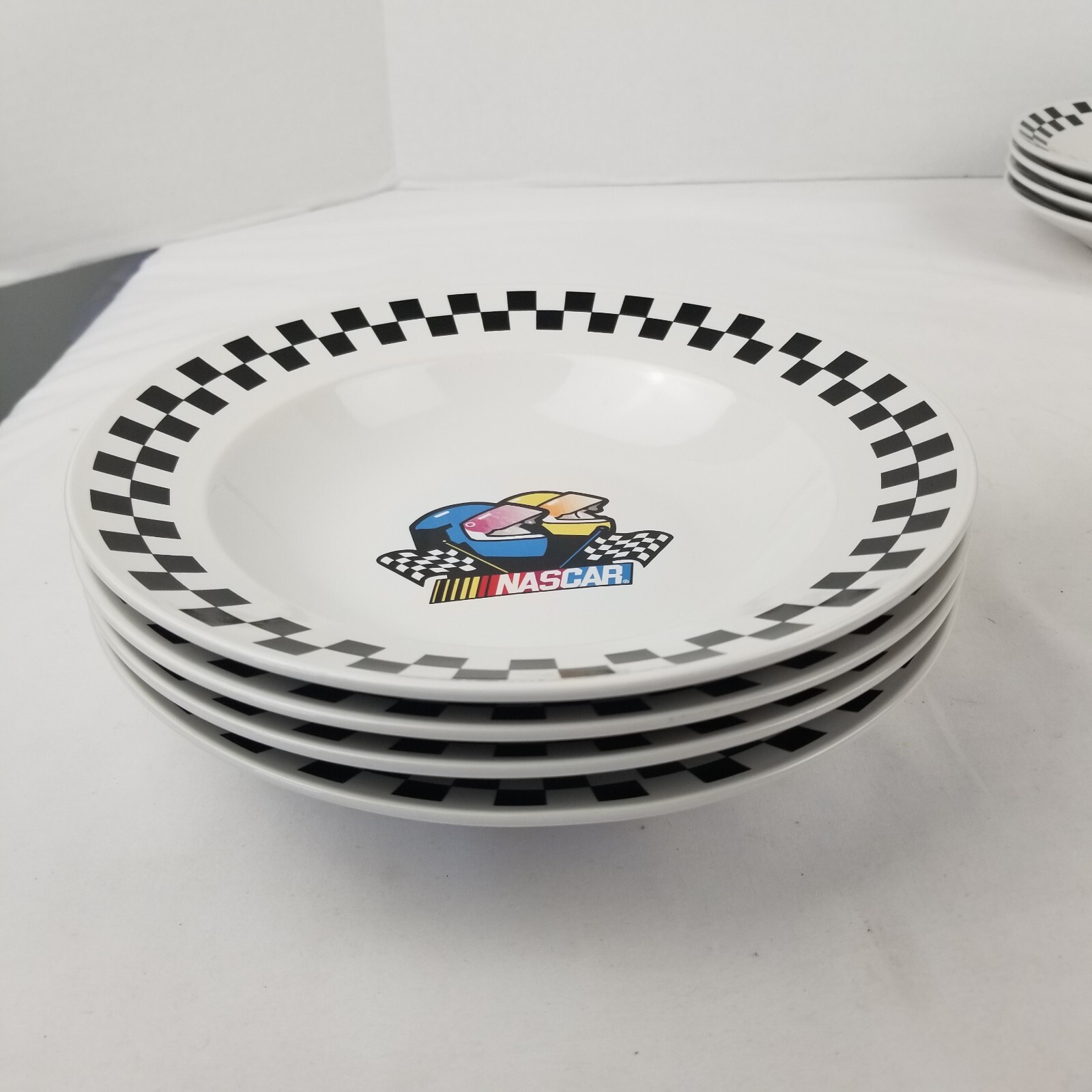 Gibson Nascar Victory Dinnerware Set Service for four 16 pieces Racing Checkered