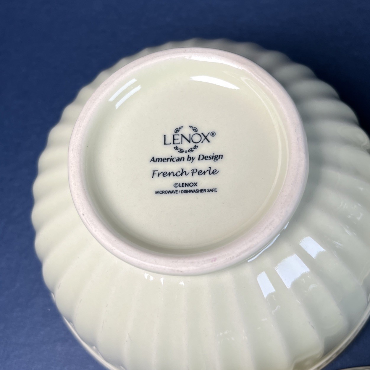 Lenox French Perle Pistachio Groove Soup Cereal Bowls Set of 5