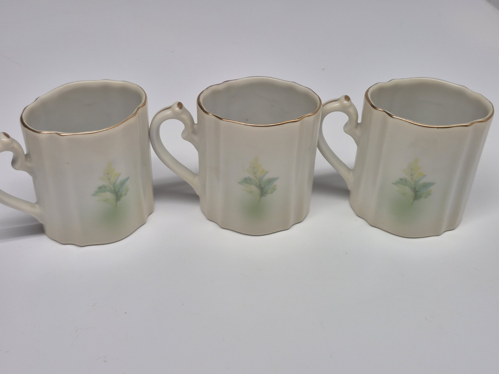 Vintage Antique RS Prussia Suhl Set Of 3 Cups Flowers Gold Trim