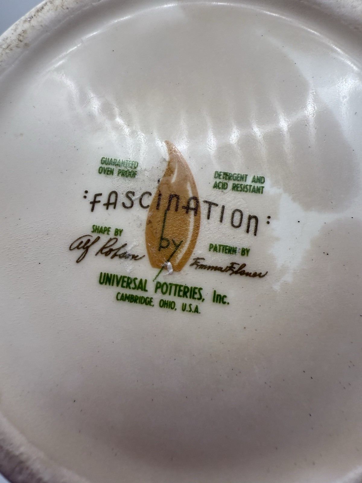 Vintage MCM Ivory White Pitcher Fascination by Universal Potteries 11 inches *