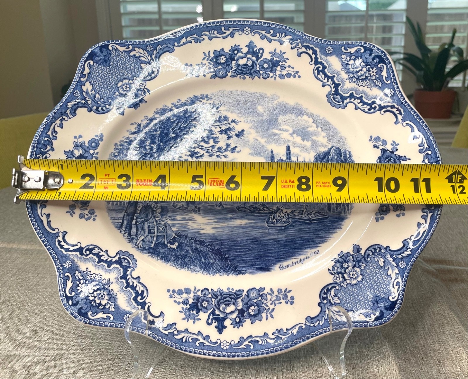 Johnson Brothers Old Britain Castles 12” Blue Platter “Cambridge in 1792”