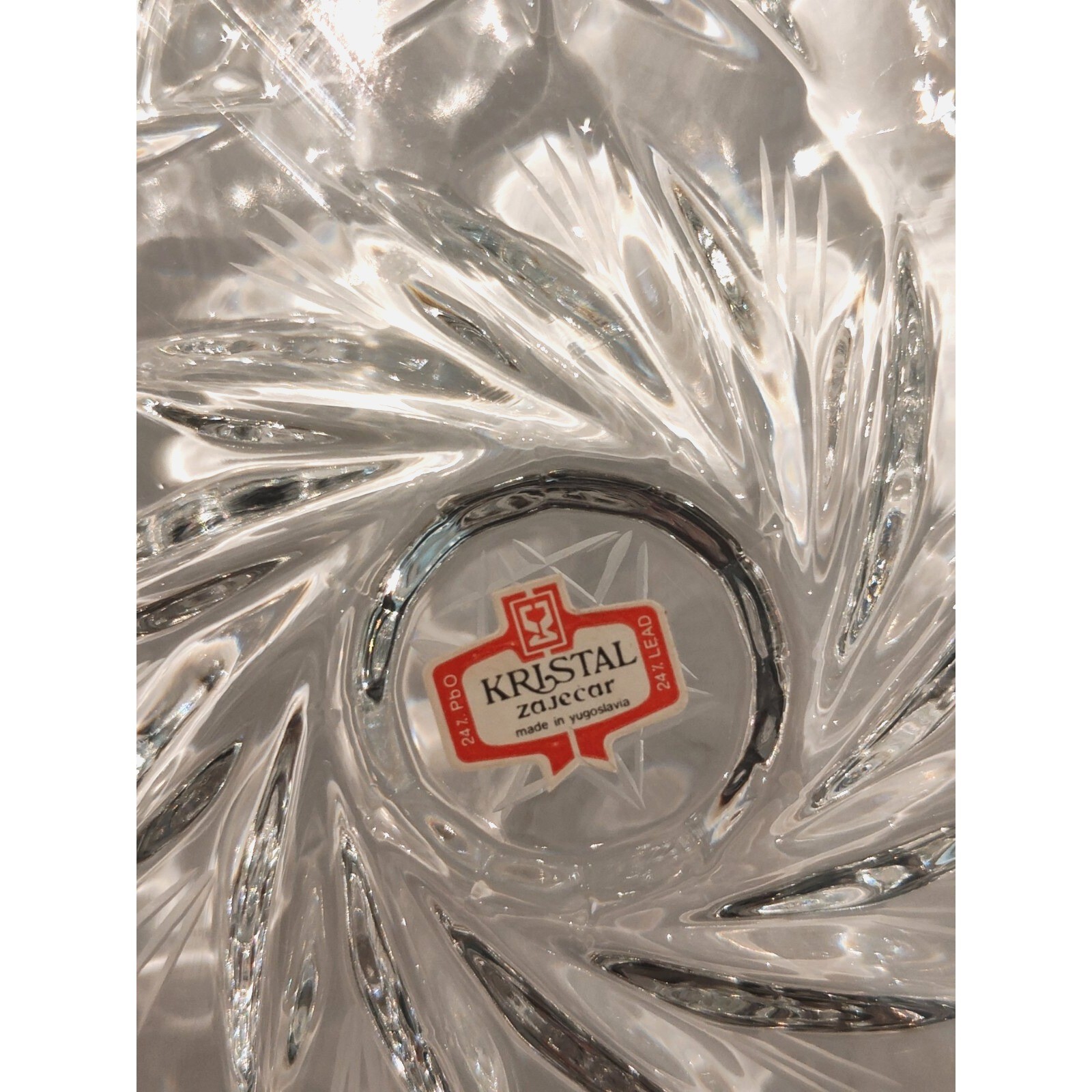 1970’s Kristal Zajecar 24% Lead Pinwheel Star Montreal Centerpiece Bowl Vintage