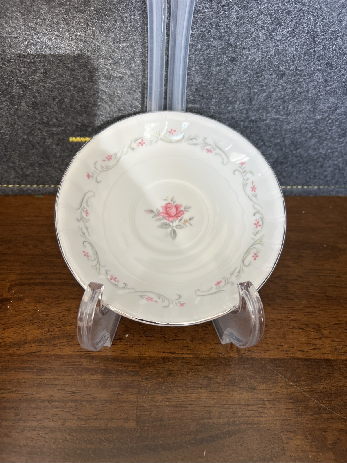 Vintage Royal Swirl Fine China Japan Pink Rose Saucer 6″