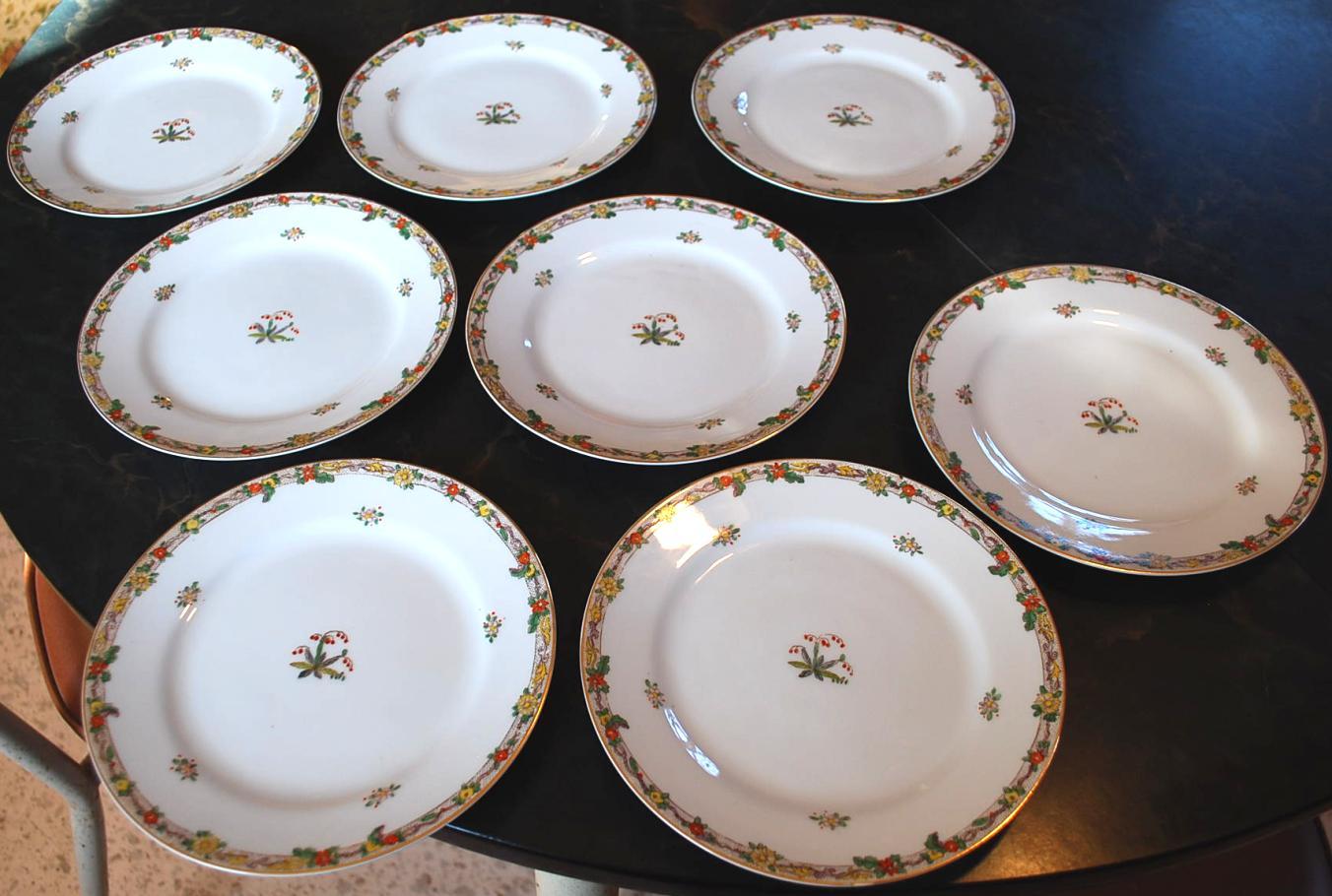 8 Antique NORITAKE M Dessert Plates HAND PAINTED NIPPON NIGHTSHADE BERRIES Gold