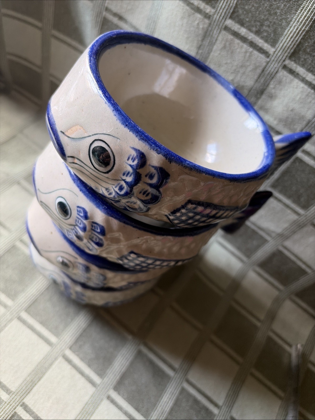 4 Mexico Ceramica Xochiquetzal Fish Bowls Pottery Teresa Duran 1972 RARE