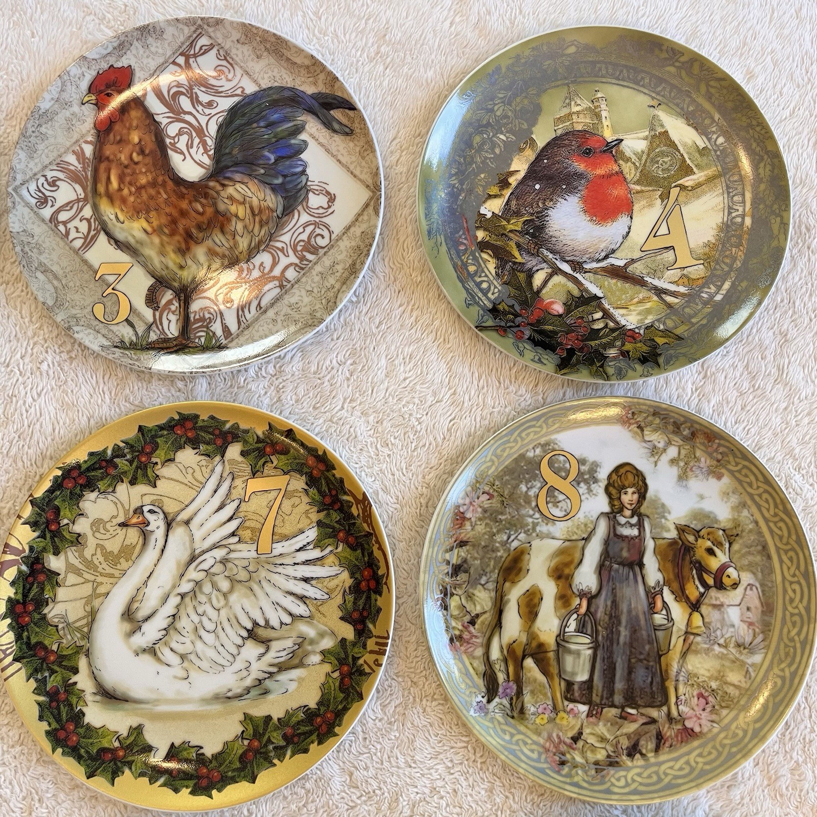 Pottery Barn 12 Days of Christmas Salad Plates Dessert Complete Set Holiday