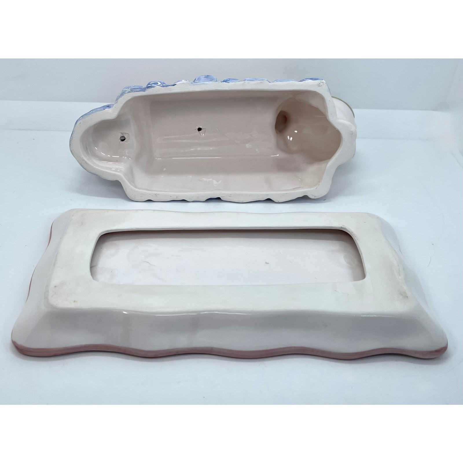 Vintage ALICE IN WONDERLAND & Rabbit Butter Dish By Applause #39025