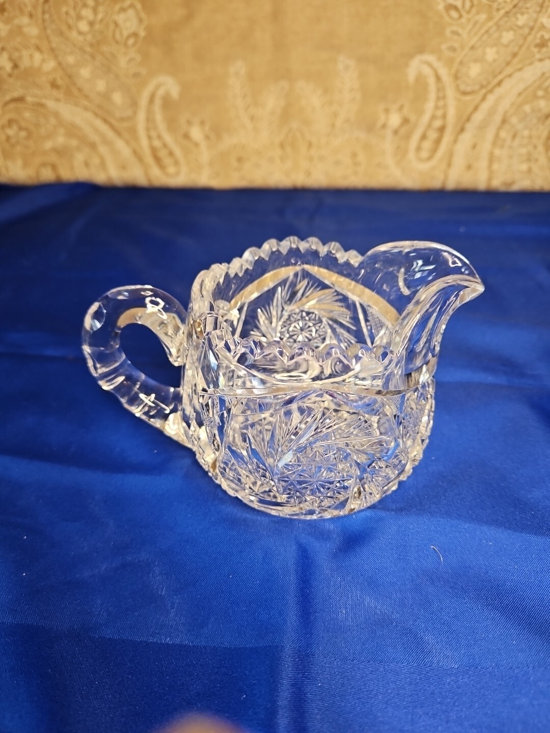 Antique American Brilliant Crystal Saw Tooth Creamer Elegant Dining OLD MONEY