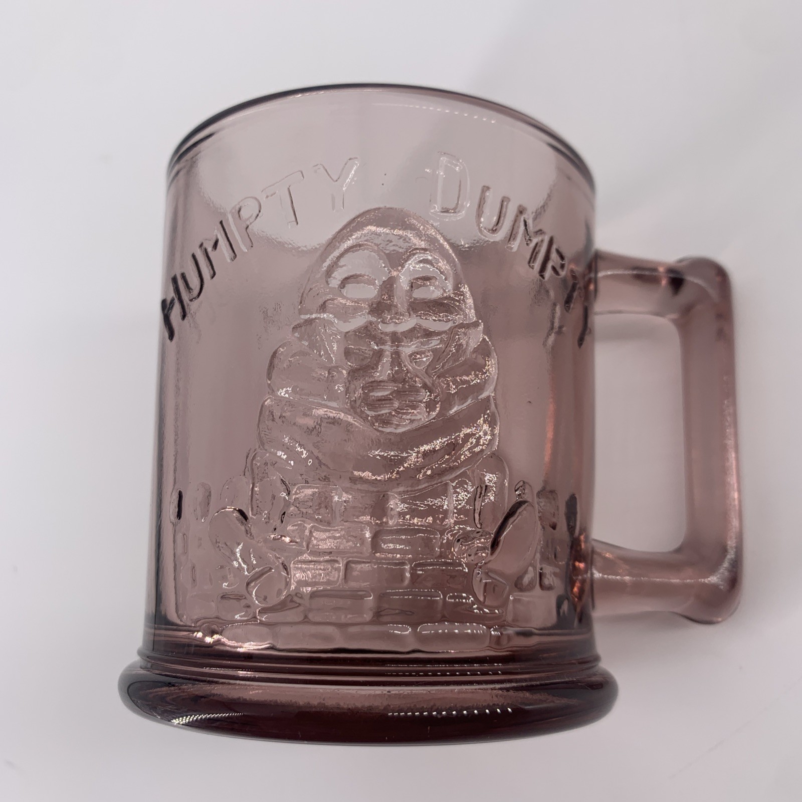 Amethyst Indiana Glass Nursery Rhyme Grill Plate, Bowl and Mug Vintage 3 Pc Set