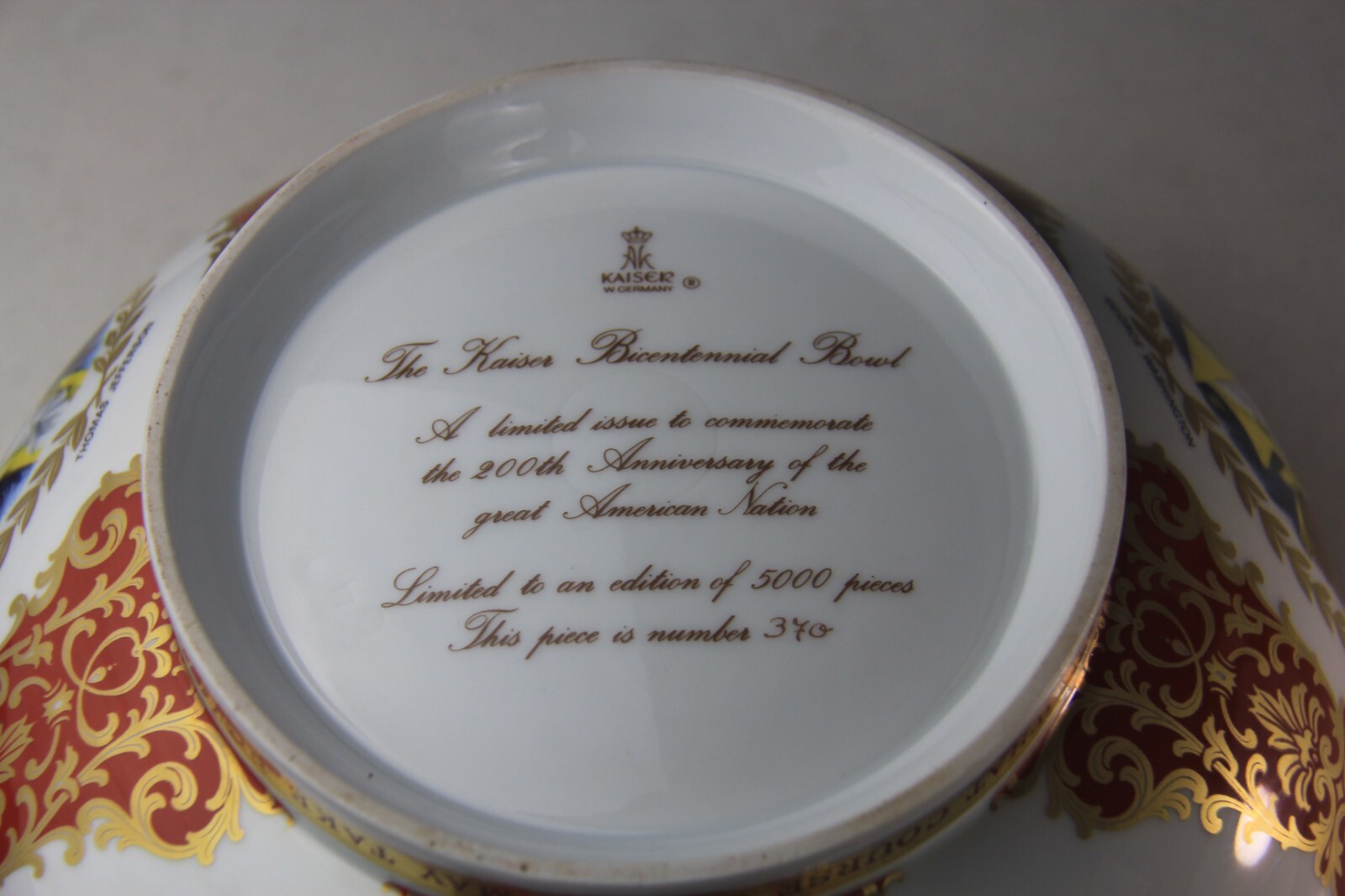Large Kaiser Limited Edition Bicentennial Bowl #370 of 5,000 – Rare