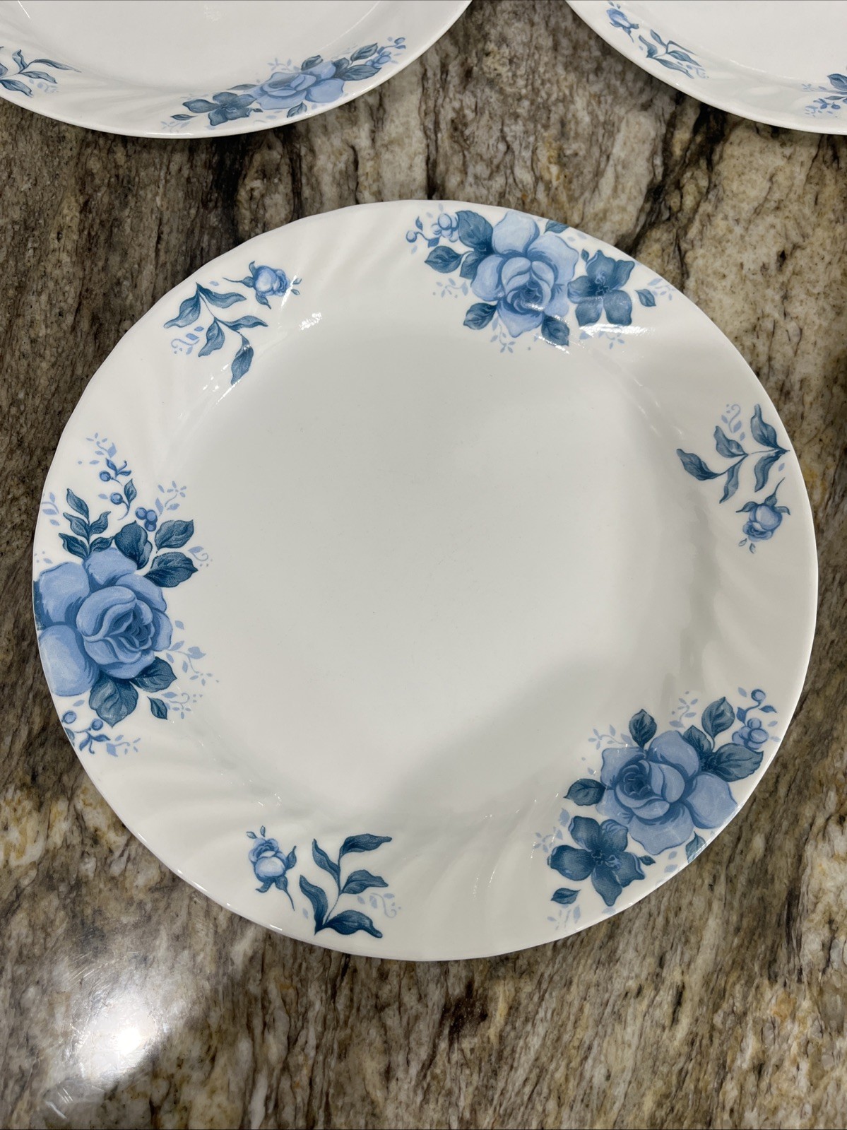 Vintage 5 Corelle Corning Blue Velvet Rose Vitrelle Dinner Plates 10 1/4″ 🇺🇸