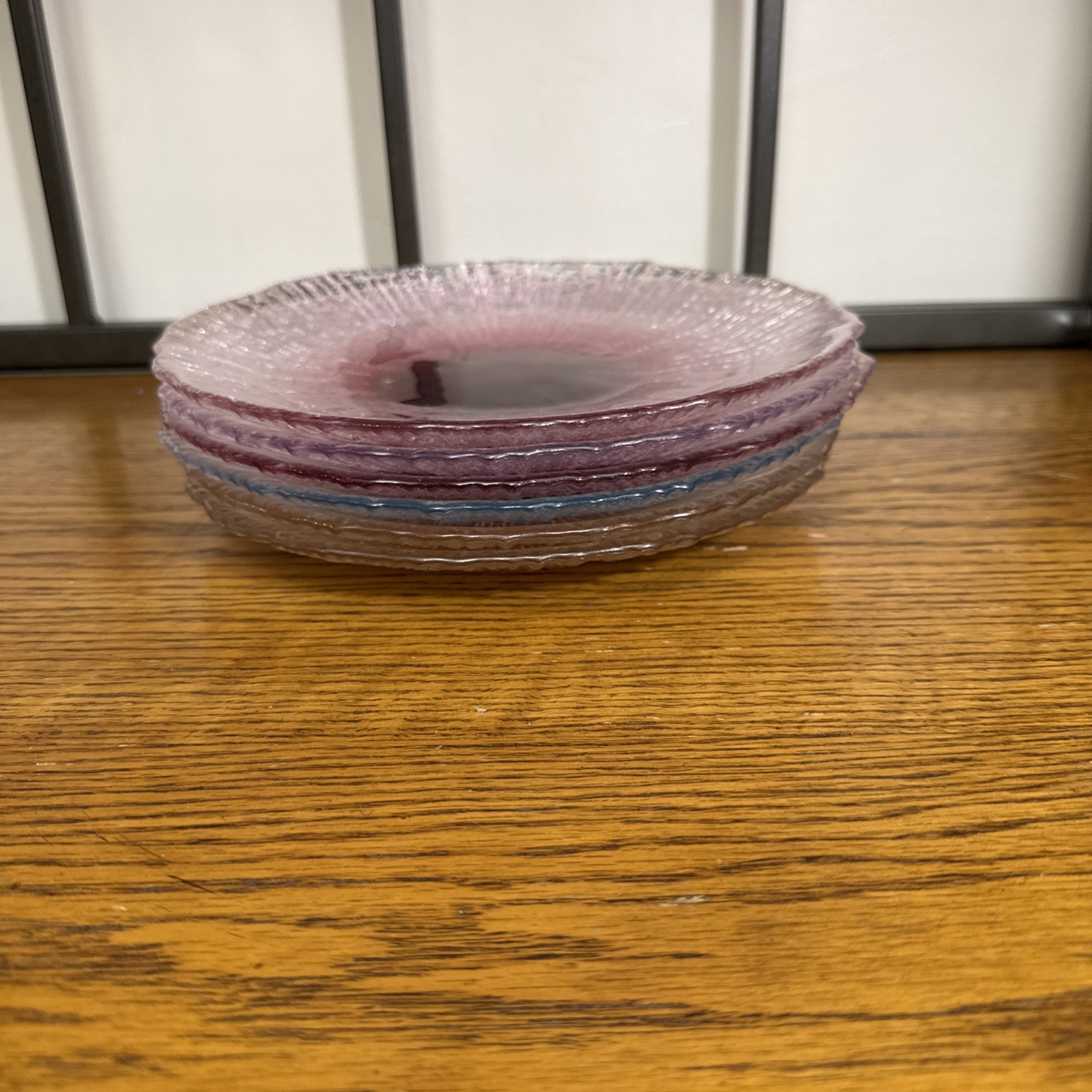 Scandinavian Multi Colored Glass Salad Plates Set Of 6 9″ Diameter