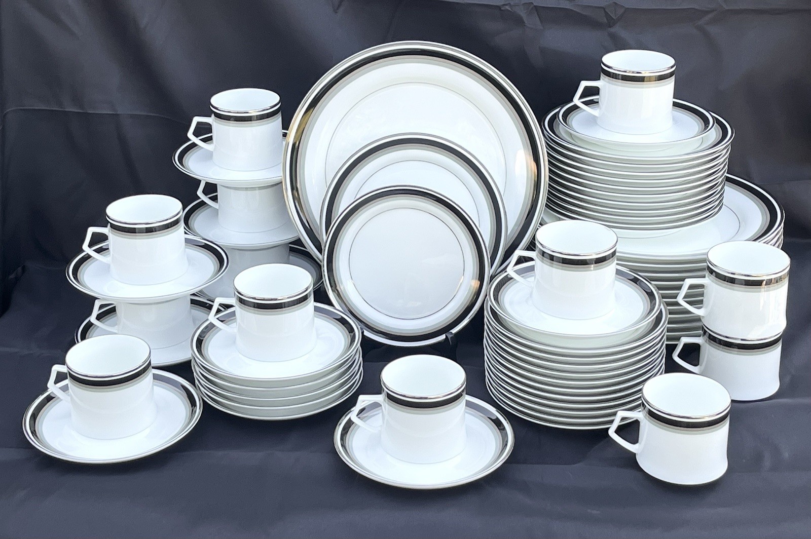 Mikasa Noir Platinum Dinnerware Twelve 5-Piece Place Settings Huge 60pc Set