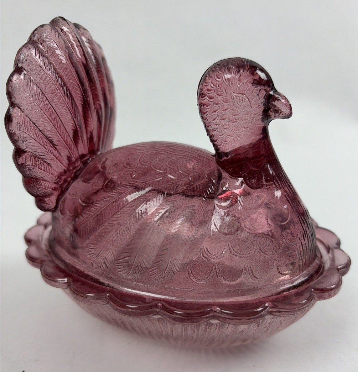 Turkey Bird On Nest Cranberry Indiana Glass Small Candy Dish – 4½” Tall