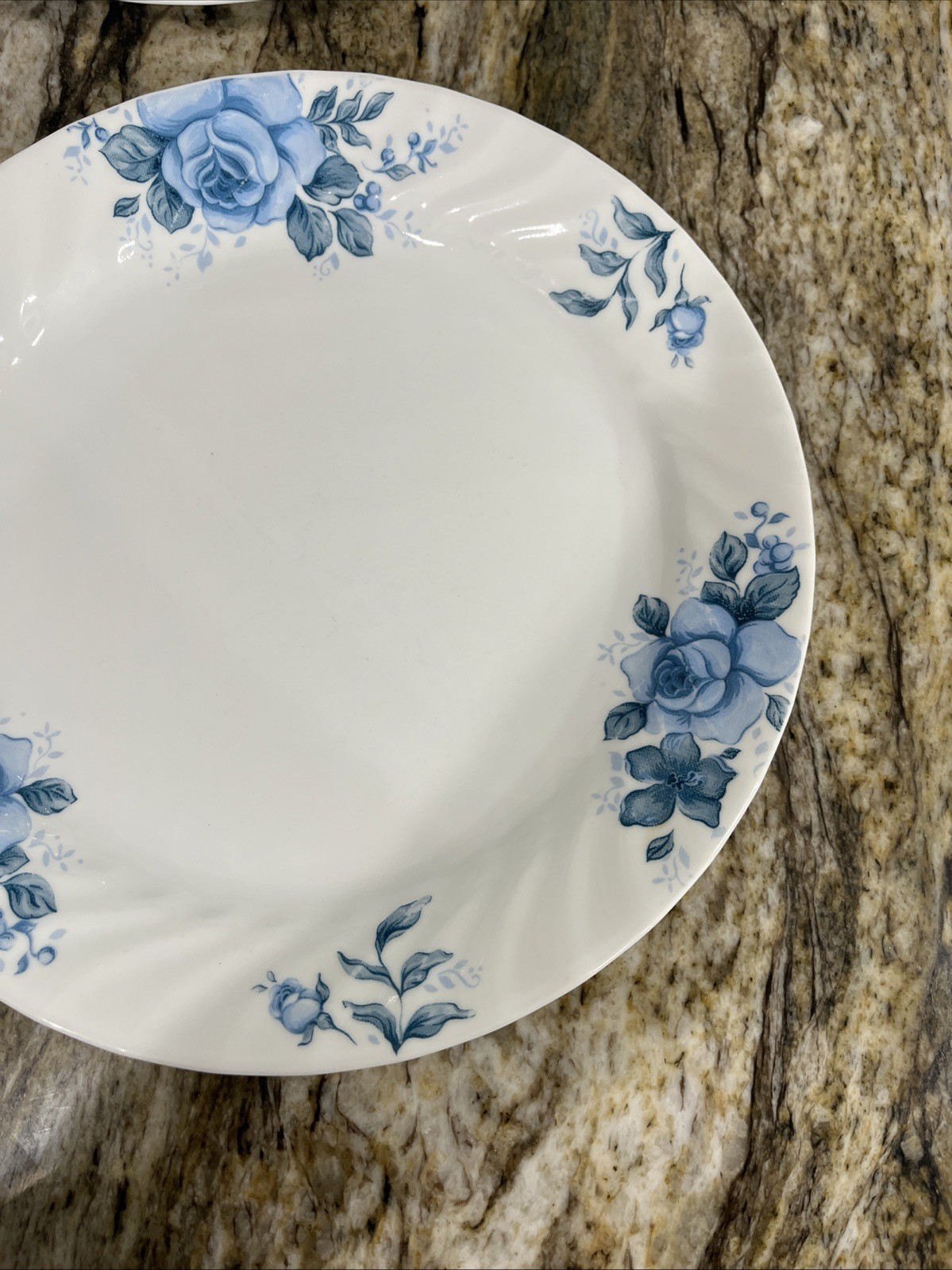 Vintage 5 Corelle Corning Blue Velvet Rose Vitrelle Dinner Plates 10 1/4″ 🇺🇸