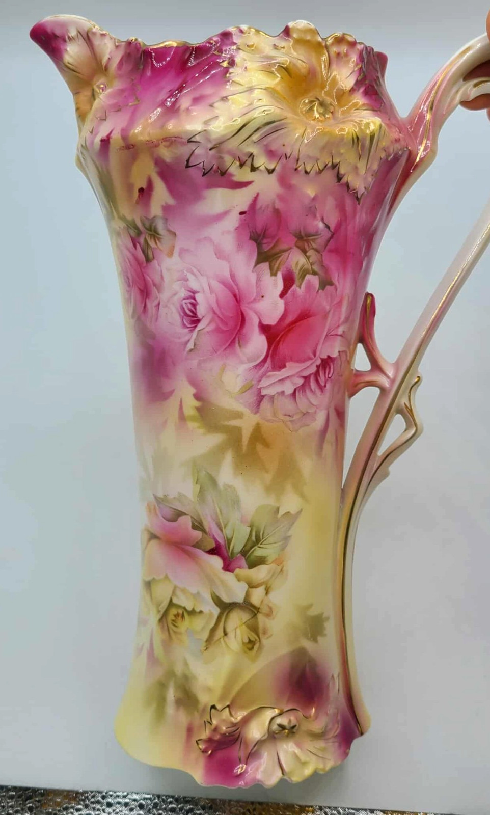 Antique RS Prussia Tankard Pitcher 11″H Art Nouveau. Excellent condition.
