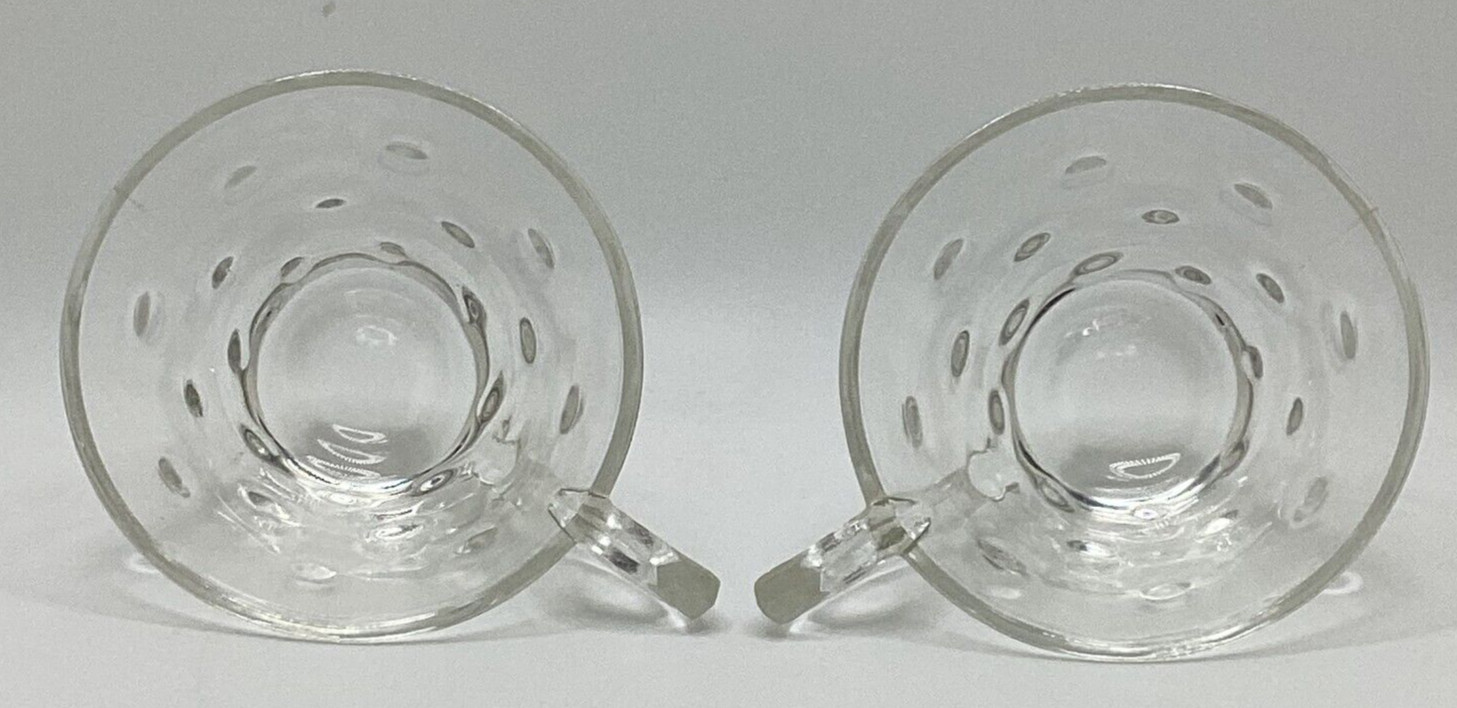 2 Vintage Anchor Hocking Bubble White 8 Ounce Glass Coffee / Tea Cup