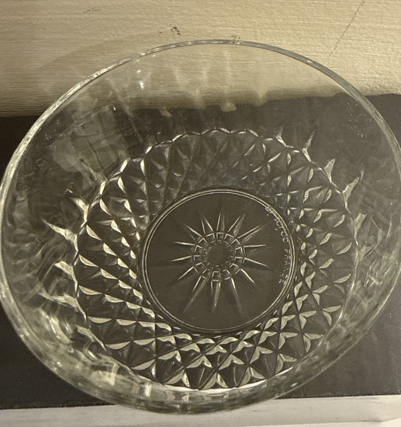 2 Vintage Arcoroc France 4in Clear Glass Berry Bowl Starburst Diamond