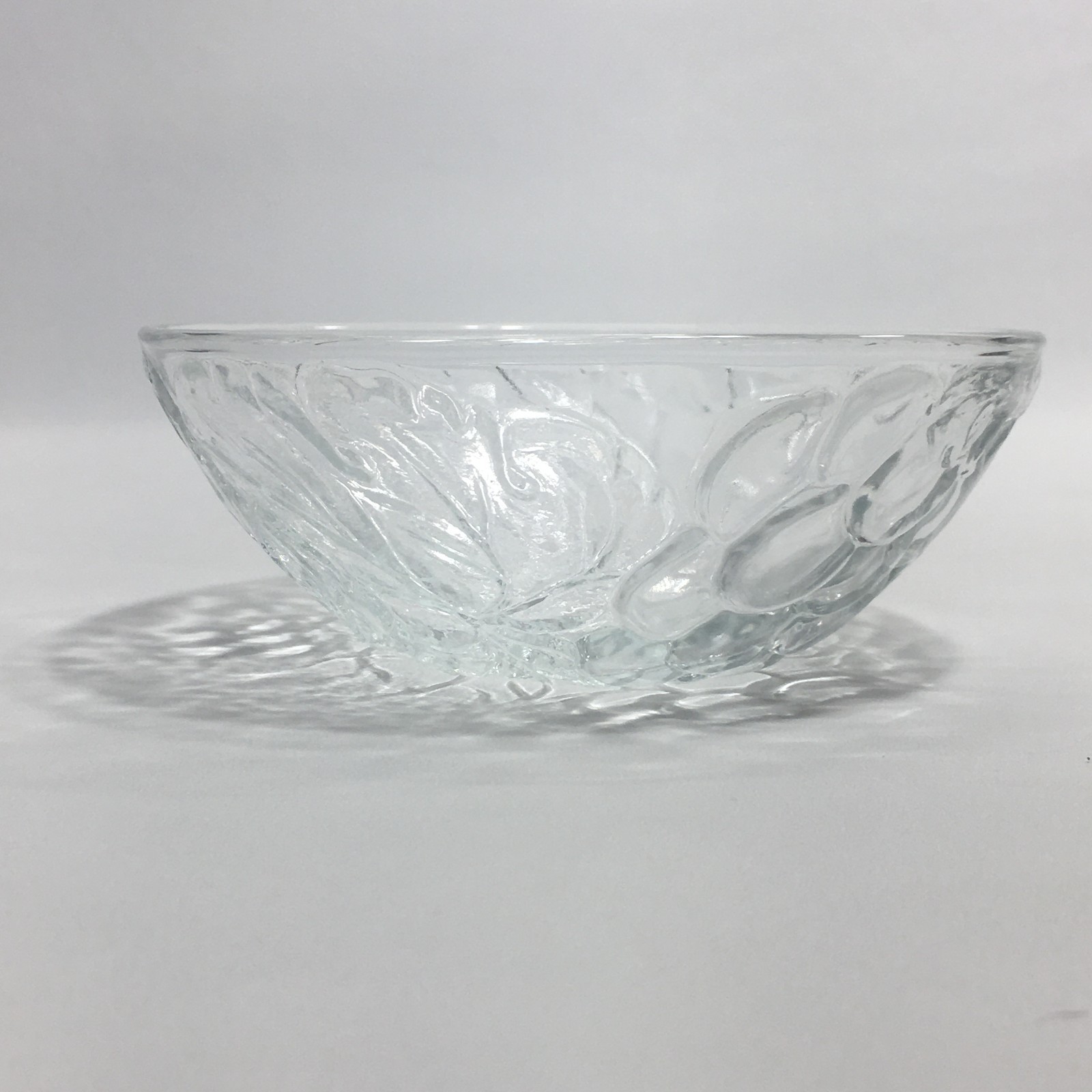 3 KIG Indonesia Vintage Embossed Salad Bowl 6″ Clear Glass Harvest Grape
