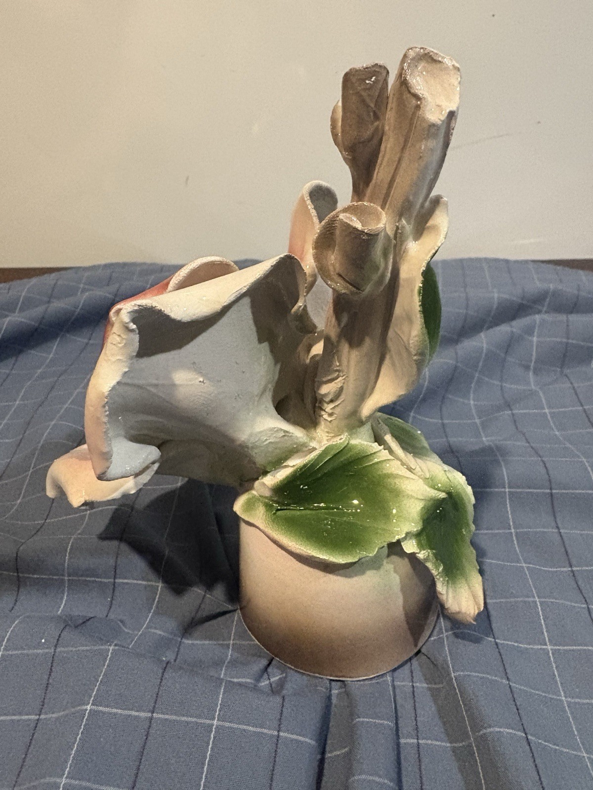 4 Vintage 1920’s Italian Capodimonte Flowers Roses Handmade In Italy