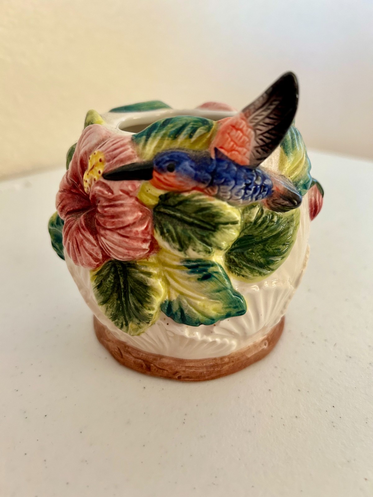 Decorative Creamer and Sugar Set with Hummingbird, Bees and Floral Design