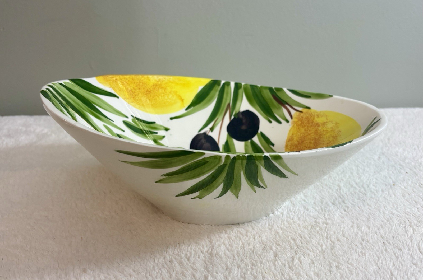 Bassano Ceramics 10.5” Hand Painted Asymmetrical Ceramic Bowl. Made In Italy.