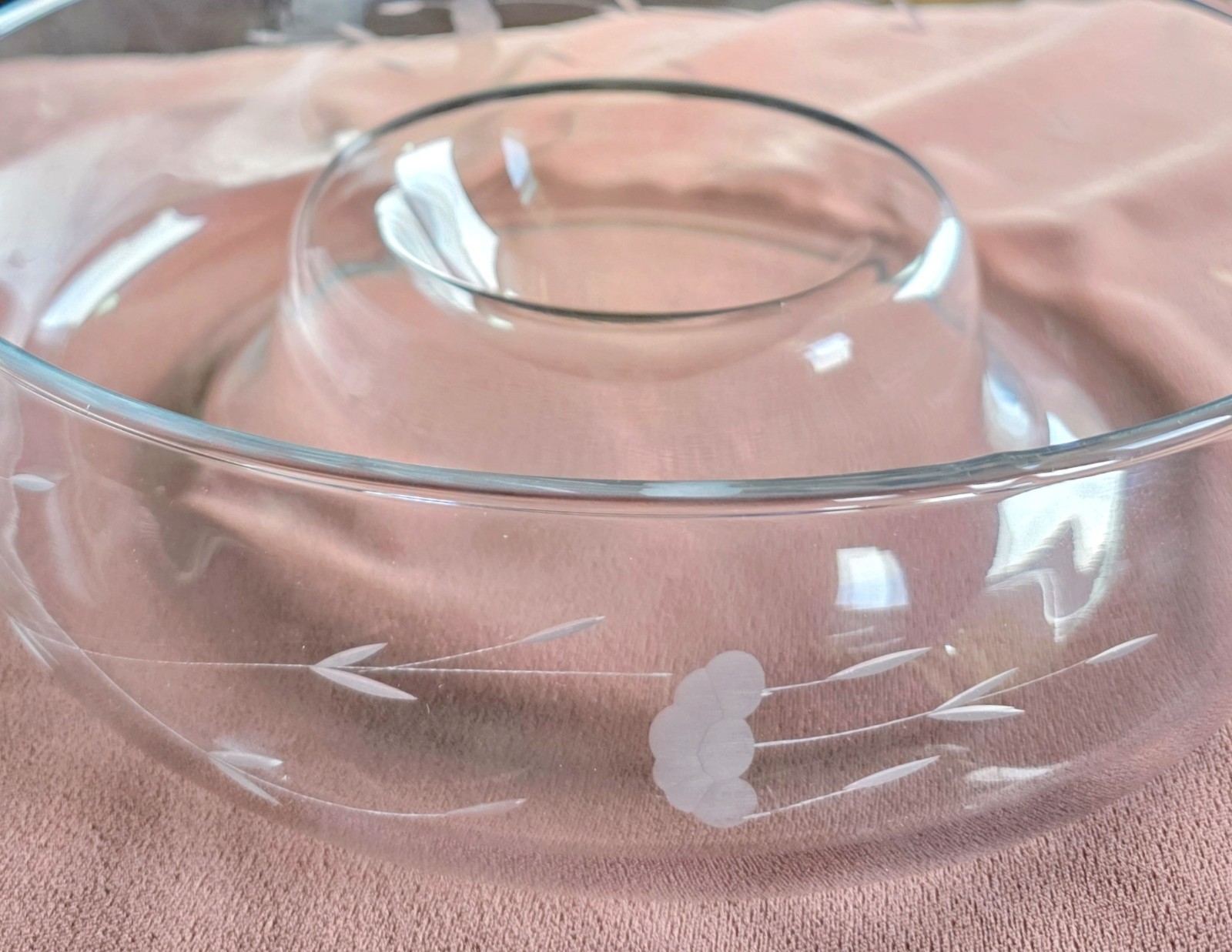 Vintage Princess House Heritage Crystal Chip & Dip Bowl #401 – Etched Glass 11″
