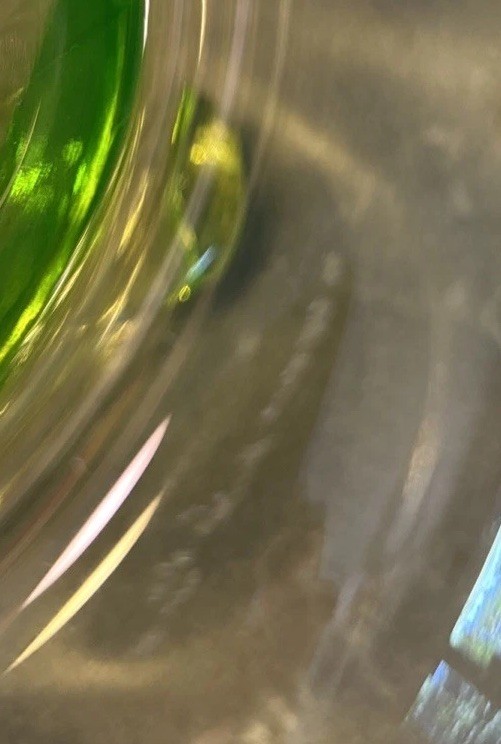 Viking 3 Toed Vaseline Lime Glass Uranium Rolled Rim Bowl-condition issues