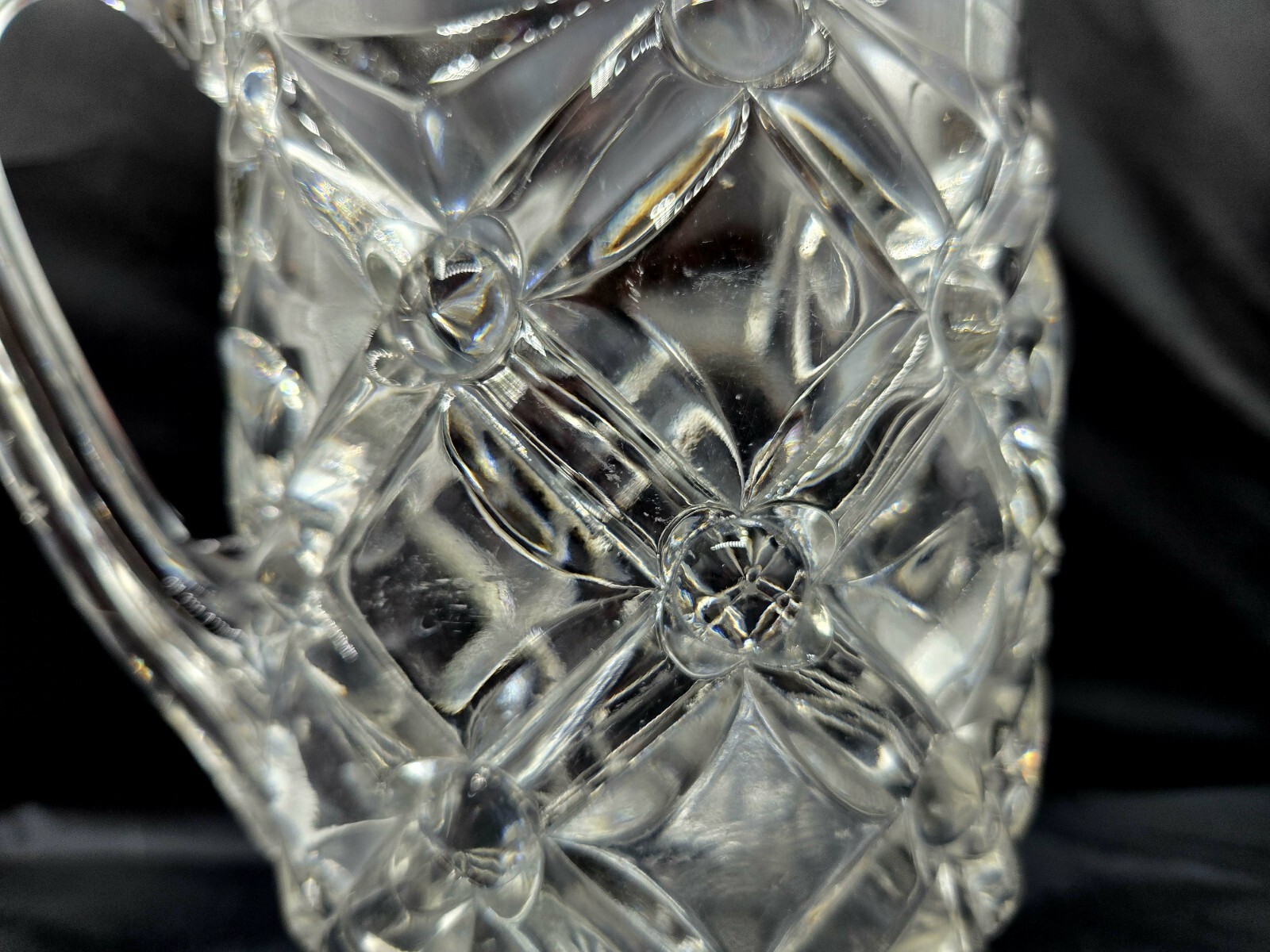 Bryce Higbee & Co. Clear Glass 9″ Pitcher Gem aka Nailhead EAPG c.1890 Victorian