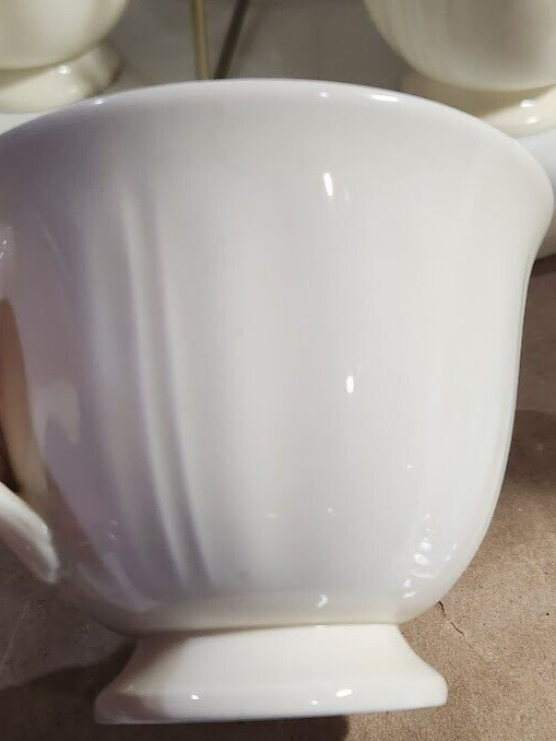 8 Wedgwood Queens Shape IVORY WHITE Footed CHINA TEA Cups 8 OZ as is guc crazing
