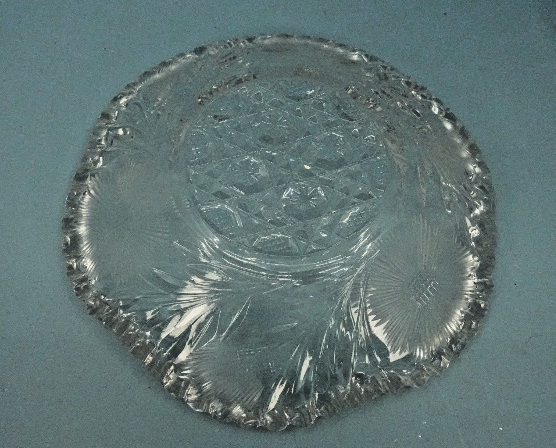 Antique American brilliant Period Cut Glass Mayonnaise Bowl w/ Under Plate