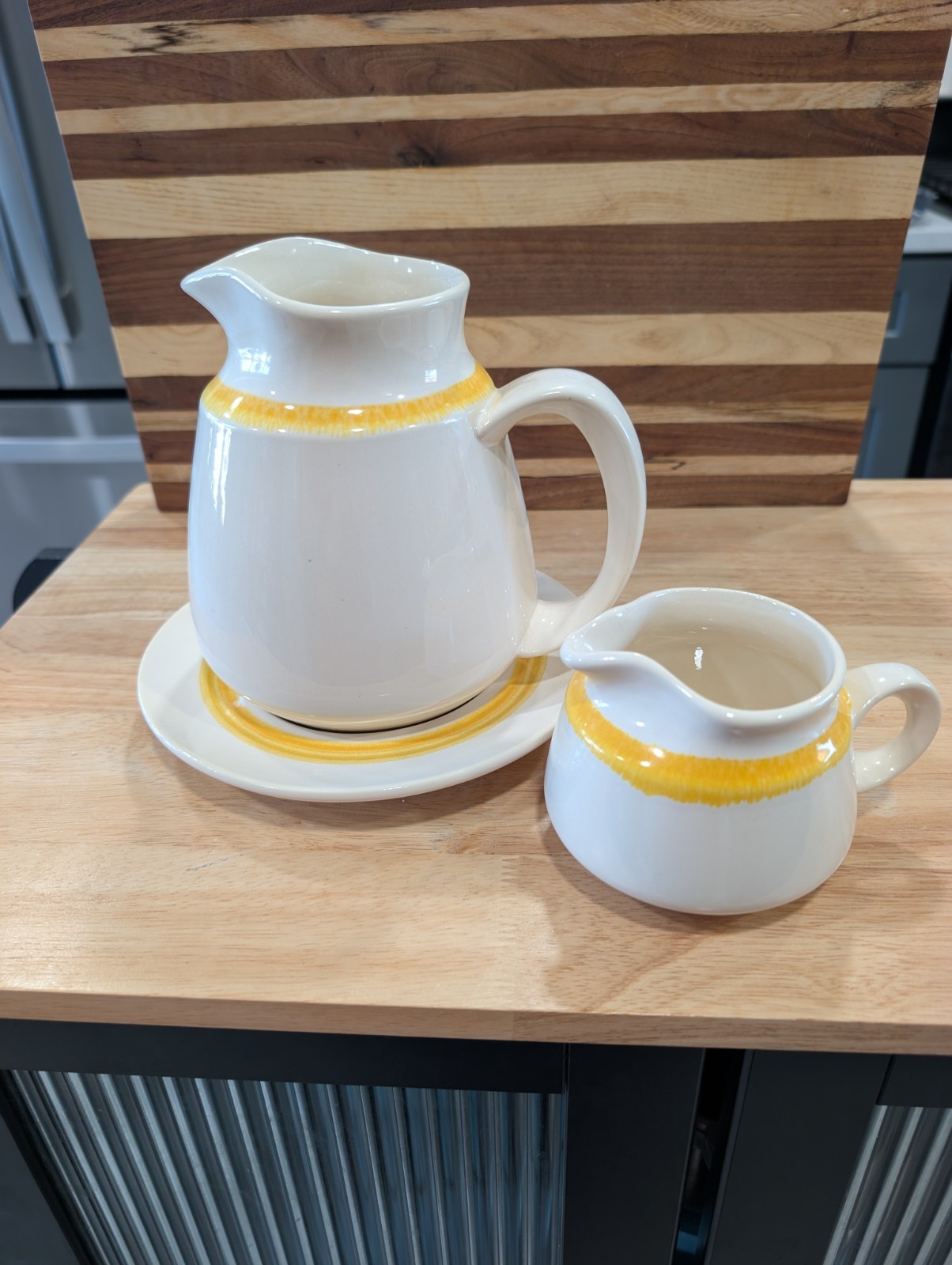 Vintage Franciscan Earthenware Sundance Creamer,Milk Pitcher W/ Saucer Set