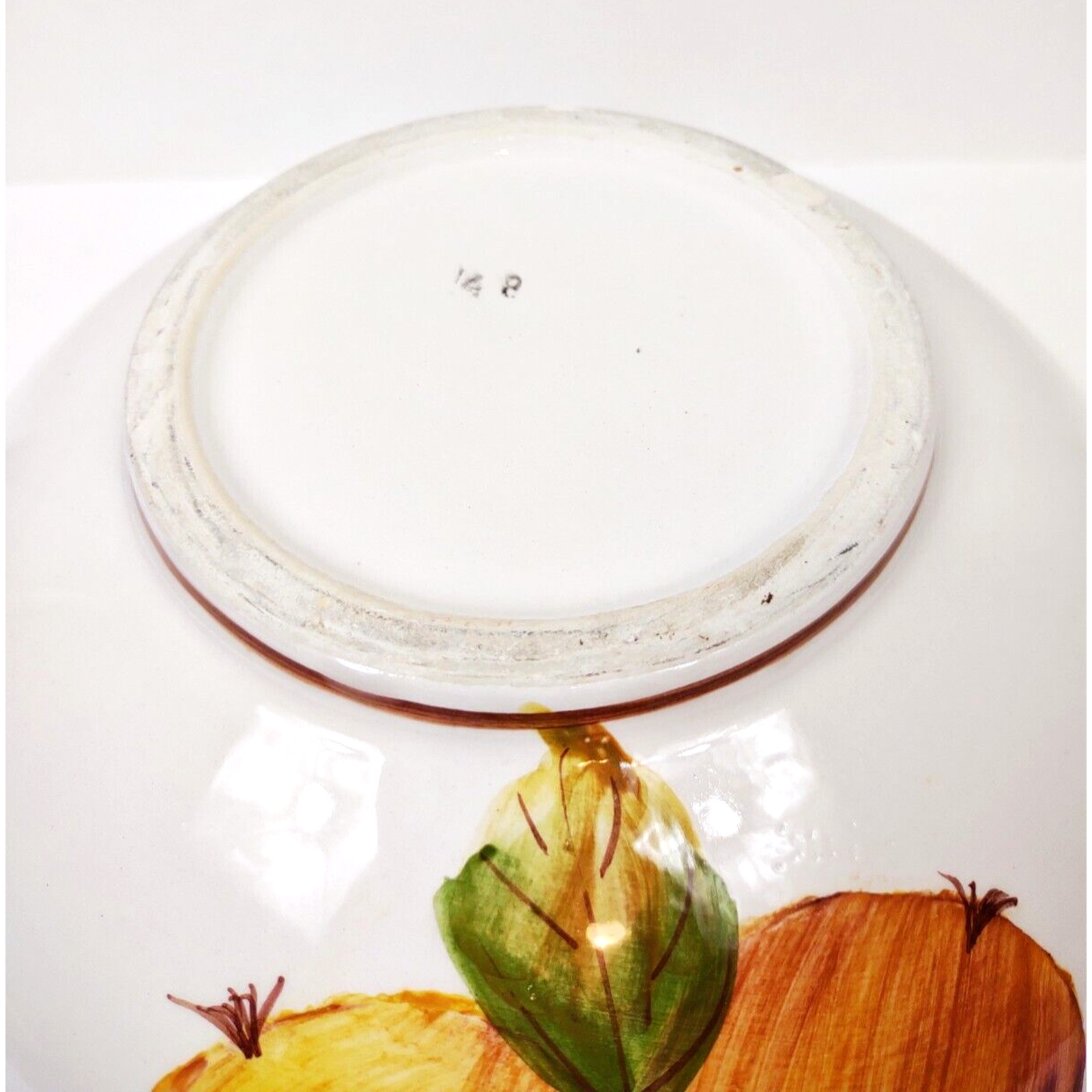 Large Hand Painted Pears Vines Tuscan 9 in Round Serving Bowl Salad Vegetable