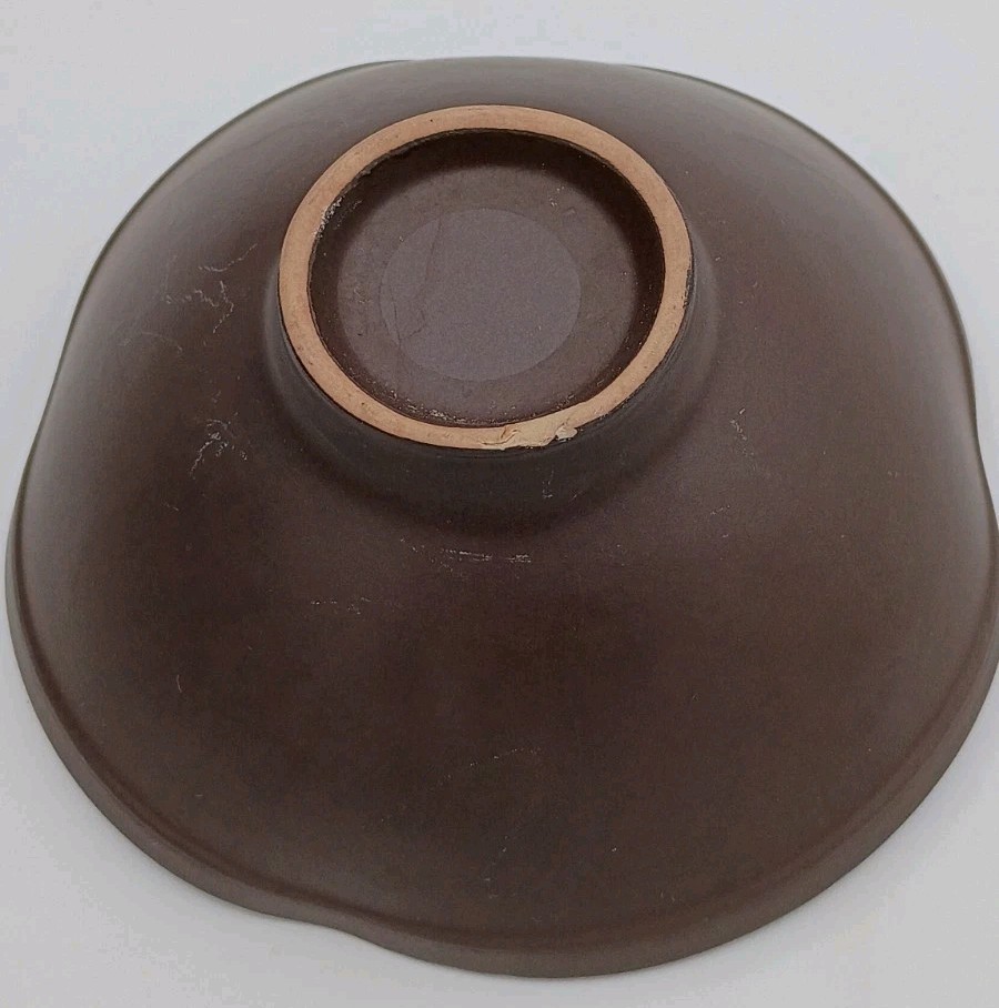 Vtg.MCM Freeform Chocolate & Butterscotch Brown Two Tone Pedestal Bowl-Read Des.