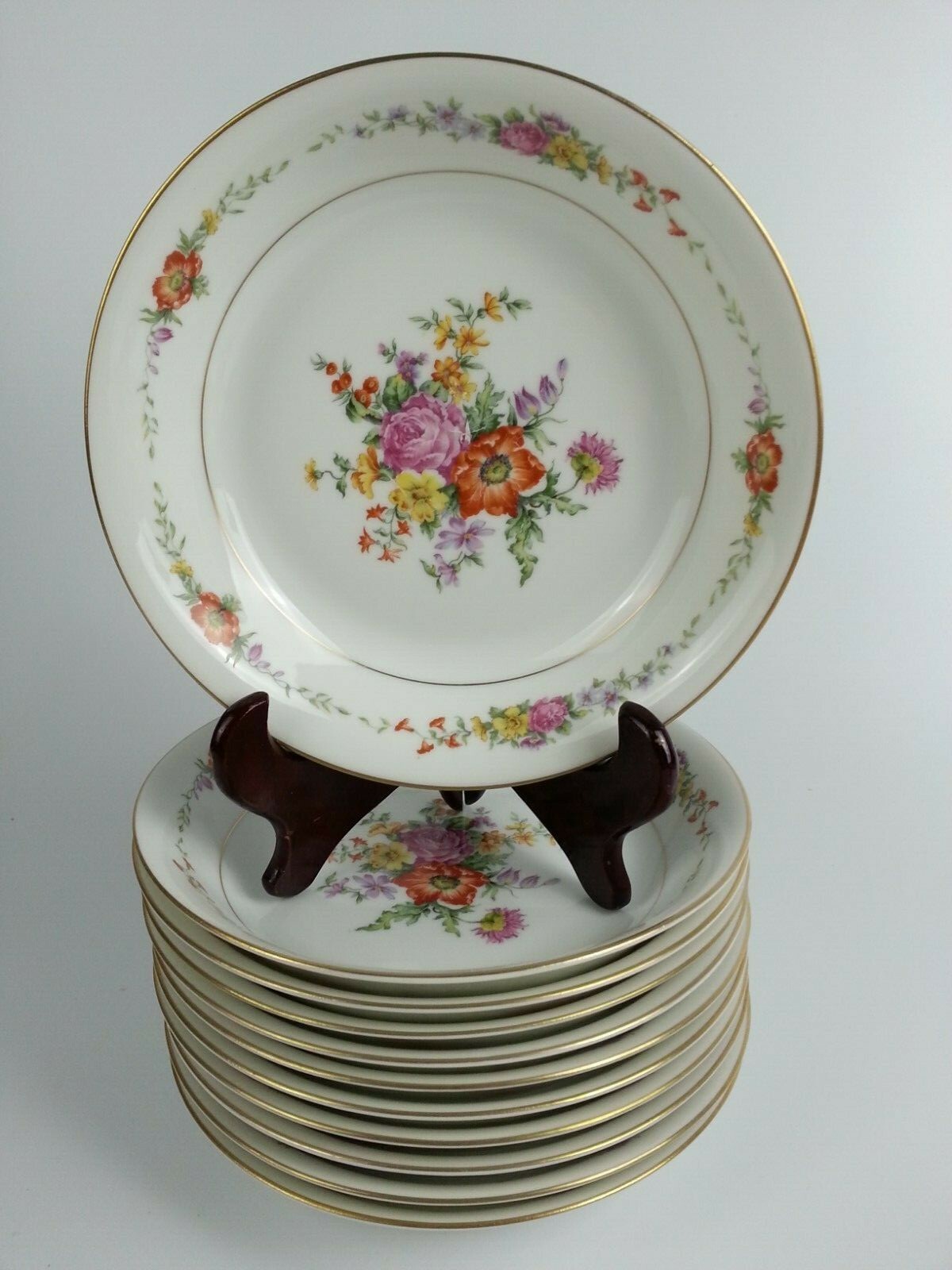 11 Nardon LaFarge Limoges Gimbel Brothers France Flowers Soup Salad Bowls