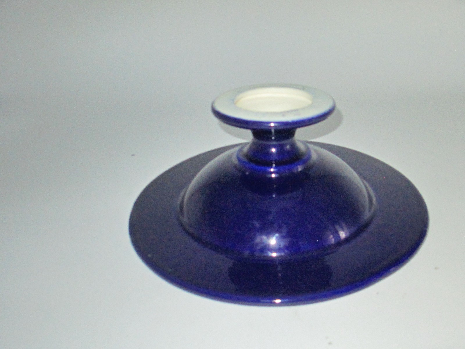 Haeger Ceramic Cobalt Blue and Yellow Pedestal Compote Candy Dish-Gorgeous