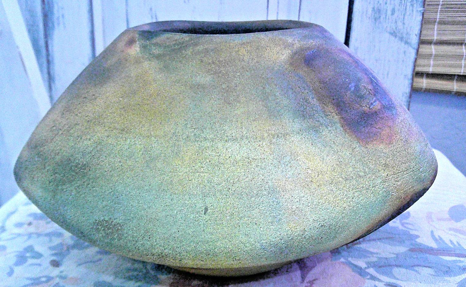 VINTAGE MICHAEL WEINBERG HAND MADE RAKU POTTERY VASE BOWL SIGNED GLAZED BASIN