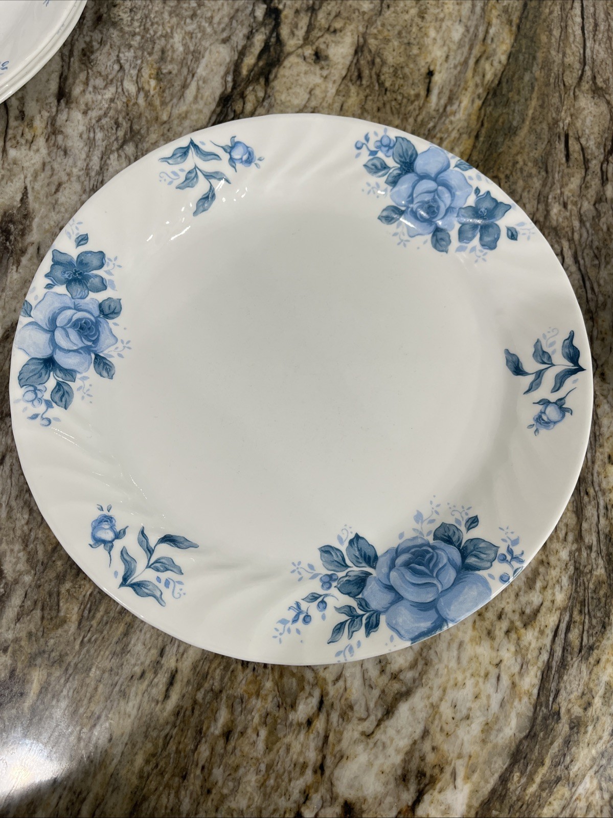 Vintage 5 Corelle Corning Blue Velvet Rose Vitrelle Dinner Plates 10 1/4″ 🇺🇸