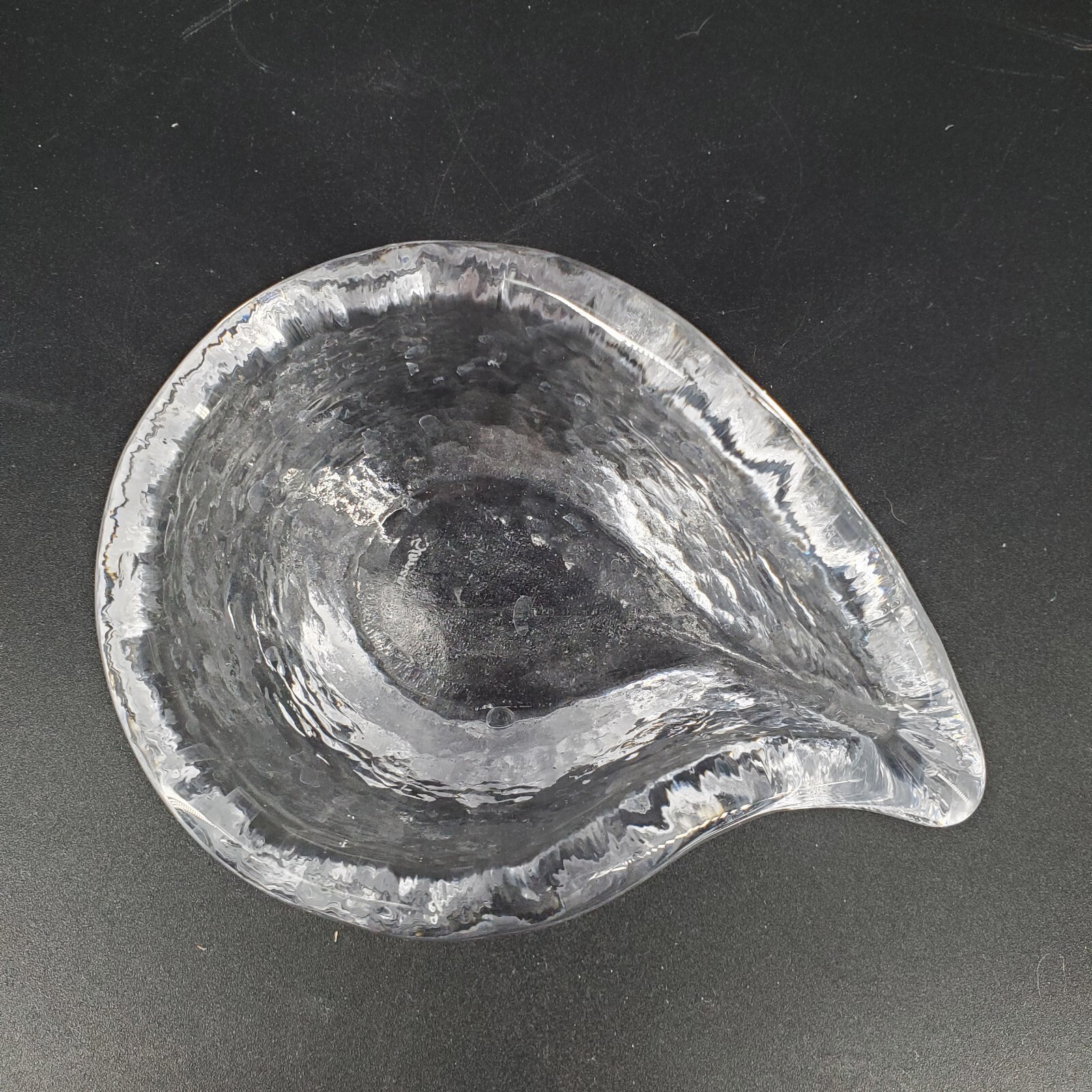 Simon Pearce Teardrop Paisley Glass Trinket Nut Candy Dish Asymmetrical Signed