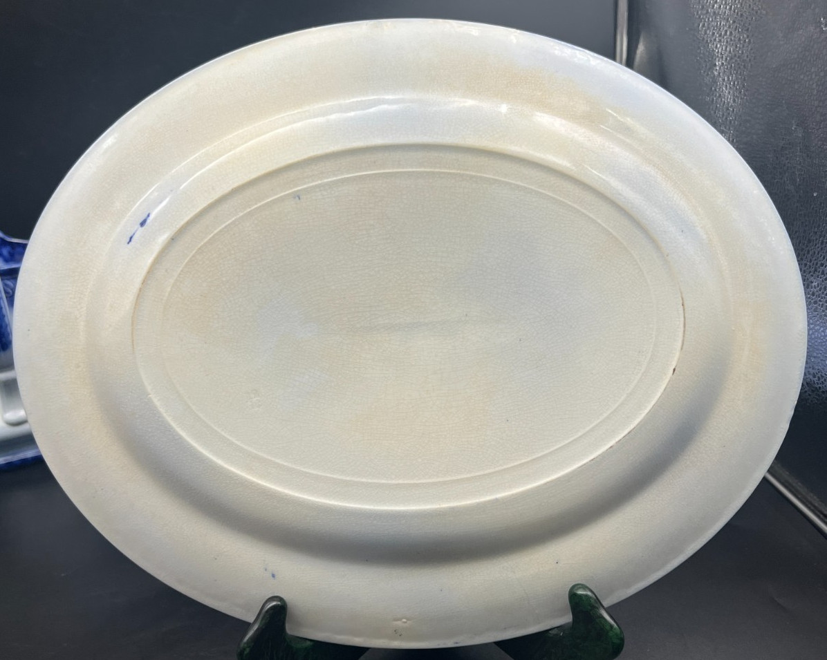 Flow Blue Nankin Oval Platter 15 7/8″ Pearl Pottery-1900’s