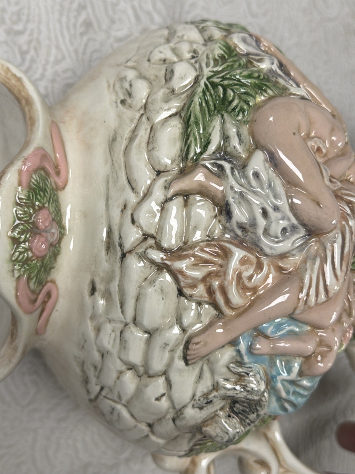 Vintage Capodimonte Hand-Painted Depicting Nudes Cherubs and Classical Figures