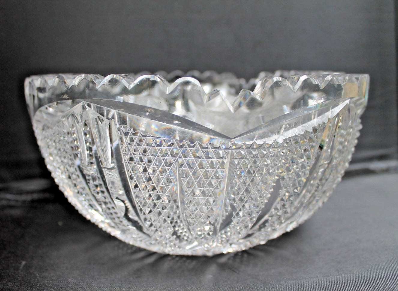 American Brilliant Signed Libbey No. 496 Cut Glass Bowl in “Victor” c. 1905-1910