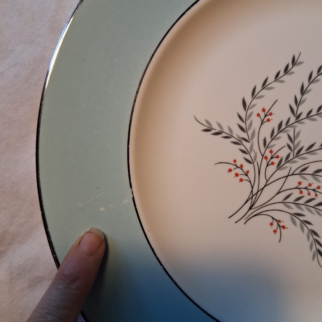 x6 Homer Laughlin Cavalier Egg Shell Triumph Pattern 10″ Dinner Plates USA CV52