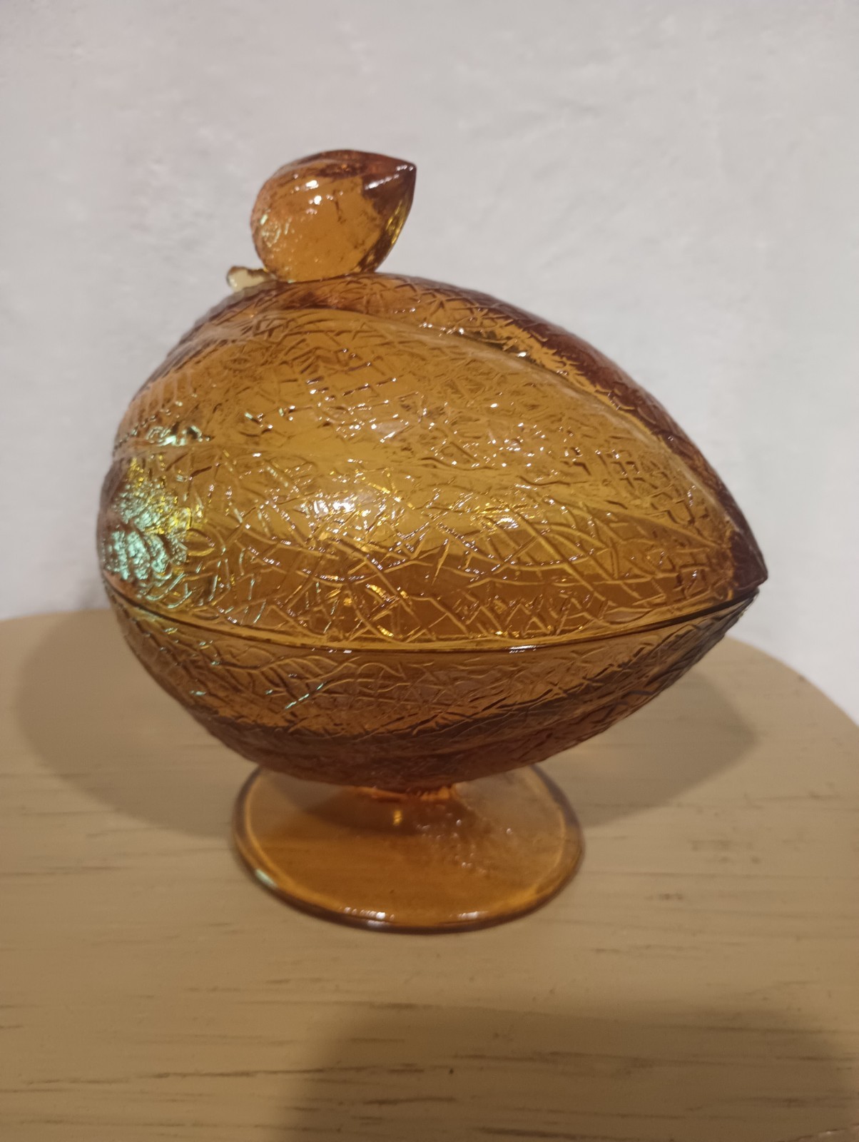 Vintage L.E. Smith Amber Melon Bowl Candy Dish.6×5 In, No Chips