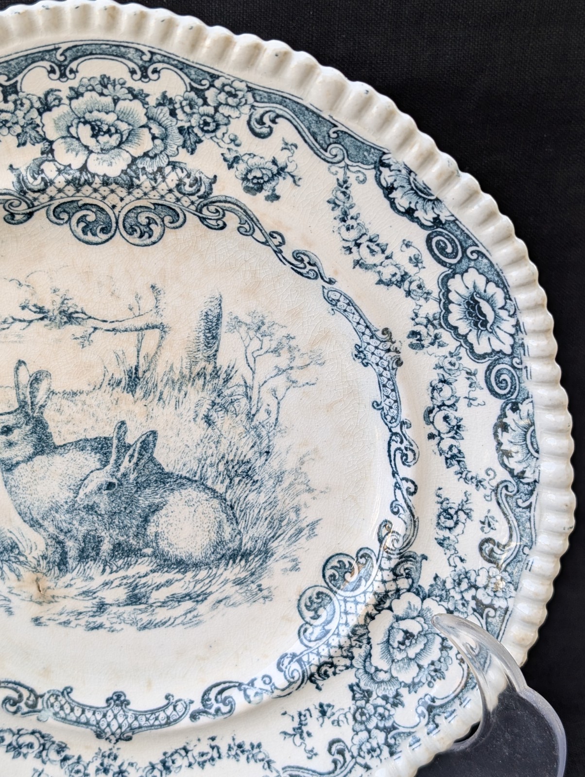 RARE ANTIQUE BISHOP STONIER RABBIT PLATE TRANSFERWARE LINCOLN BISTO ENGLAND 1895