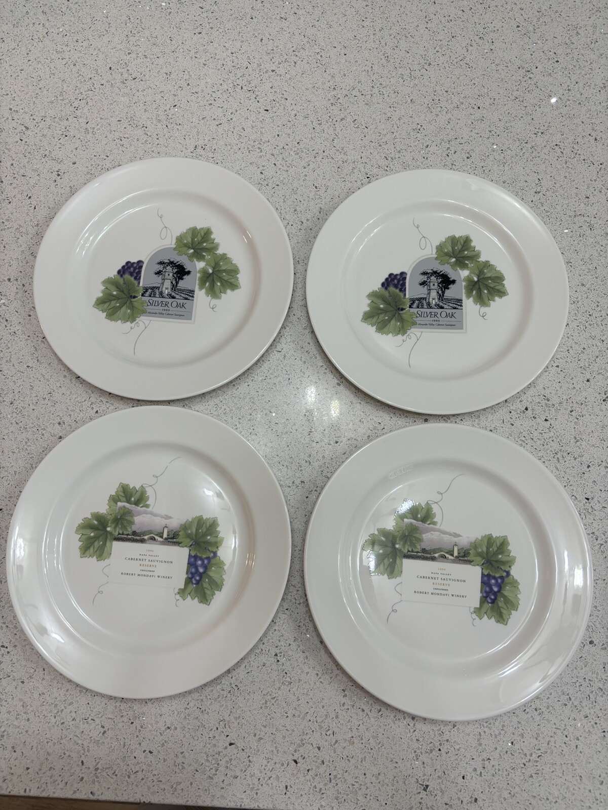 NWT 4 Wedgwood Grand Gourmet Vintage Collection Wine Theme 9.75” Dinner Plates